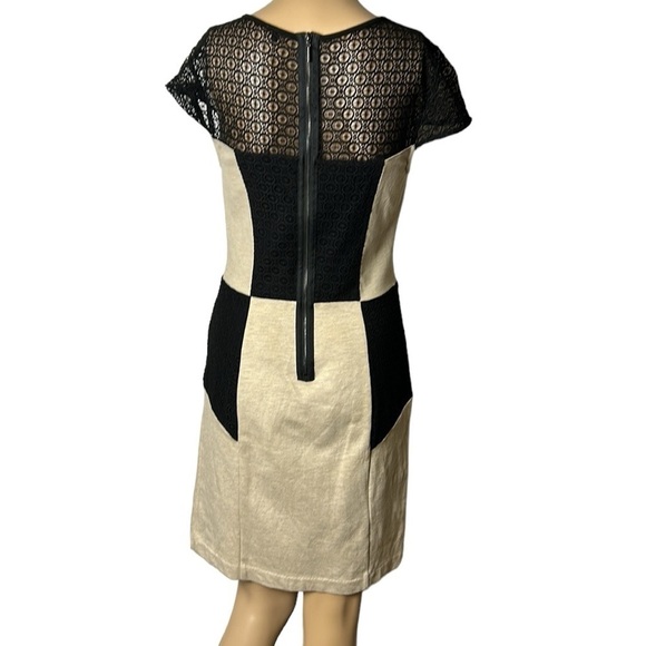 Lace colorblock dress. SM, Feminine,romantic,classic,event,boss lady,career EC - Picture 3 of 11